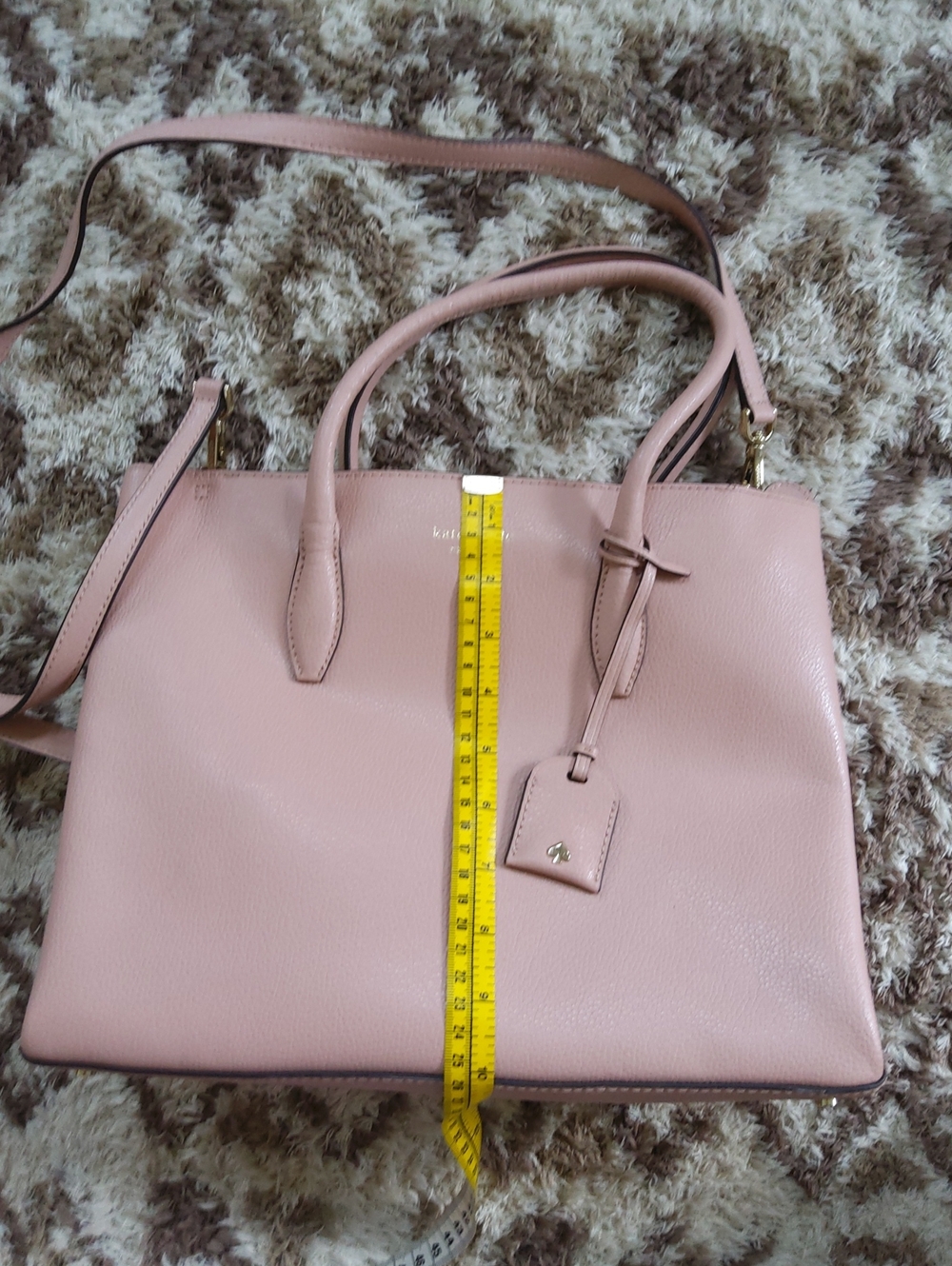 Kate Spade Pink Leather Tote with Top Handles and Detachable Strap